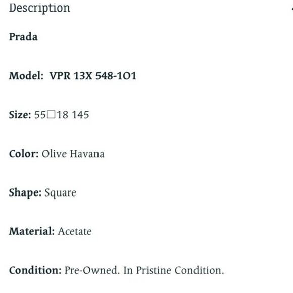PRADA VPR 13X 55 18 548-101 145 Eyeglass Frames Eyeglasses Olive Havana - Picture 7 of 10